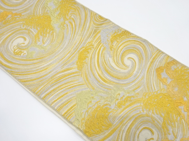 アンティーク　岩に荒波模様織り出し袋帯（材料）